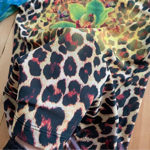 Y2K Luna. T Floral Animal Print Mesh Top - Made in USA - Sz S - Picture 6 of 11